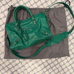 Balenciaga Vibrant Green Leather Satchel